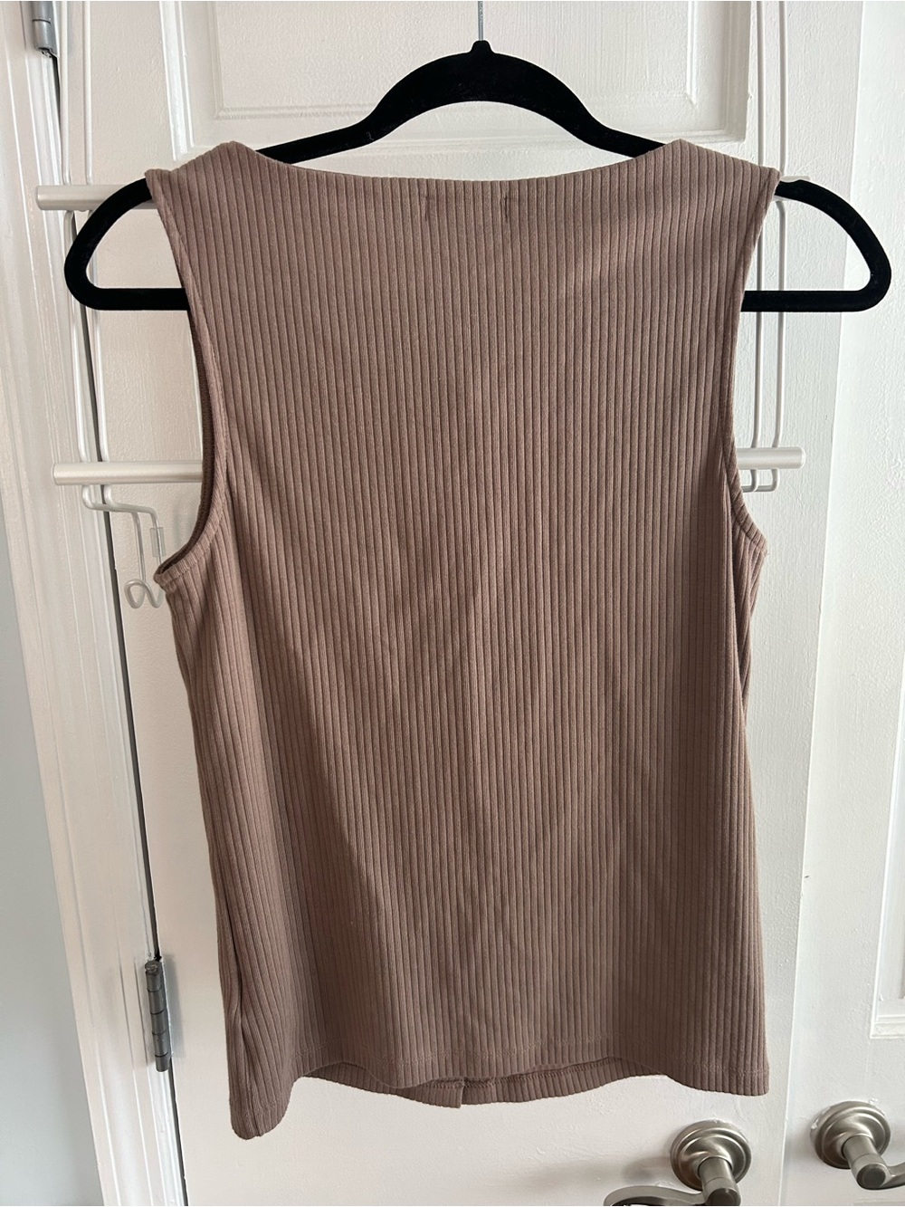 GAP Taupe Ribbed Button-Front Tank Top - Picture 3 of 7